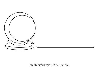 single continuous line art of Crystal ball. Mafic glass globe for concept predict fortune teller in simple linear style, Magic Crystal Ball Line Icon Editable Stroke