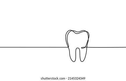 Single Continuous Line Art Drawing Tooth