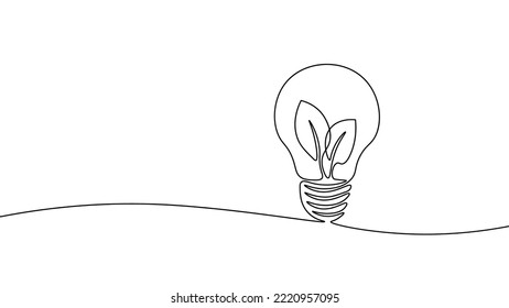 Idea de solución de ecología de arte de línea continua única. Símbolo ecológico creativo de bombilla. Diseñar un dibujo de un trazo dibujo dibujo dibujo ilustración vectorial arte