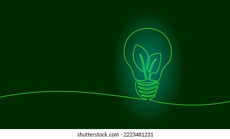 Idea de solución de ecología de arte de línea continua única. Símbolo ecológico creativo de bombilla. Diseñar un dibujo de un trazo dibujo dibujo dibujo ilustración vectorial arte