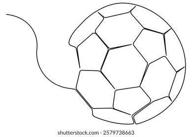 Single continuous line art football drawing of isolated outline Vector Illustration
