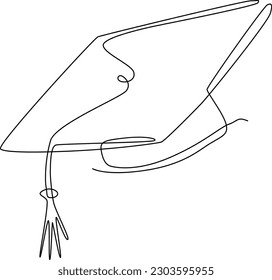 
Single continuous line art graduation cap. Celebration ceremony or master's degree concept.icon template, vector illustration 