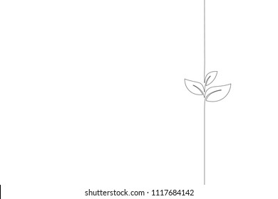 Single Continuous Line Art Growing Sprout. Plant Leaves Seed Grow Soil Seedling Eco Natural Farm Concept Design One Sketch Outline Drawing Vector Illustration