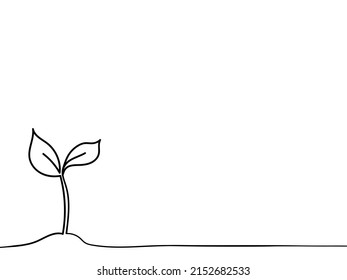 Single continuous line art growing sprout. Plant leaves seed grow soil seedling eco natural farm concept design one sketch outline drawing vector illustration. Ecology - Shutterstock ID 2152682533
