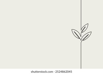 Desenho de mão de broto contínuo de cultura de arte de linha única.Planta folhas semente crescer solo semeando conceito de fazenda eco natural design .Vetor ilustração 