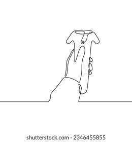 Single continuous line art of a hand holding a VR controller