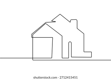 Einzelne durchgehende Linie eines Home, einfache Vektorgrafik-Design-Element.