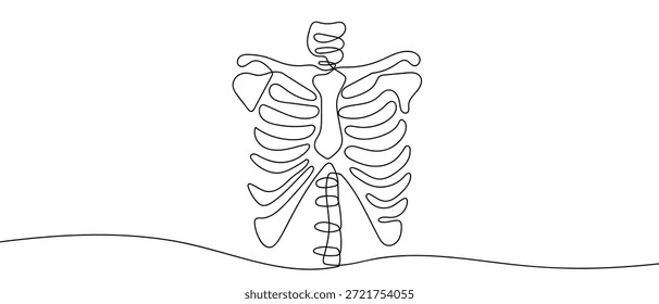 Uma única linha contínua de arte: uma gaiola de costela humana.