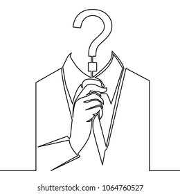 Single continuous line art incognito, unknown person, silhouette of man anonymous on white background