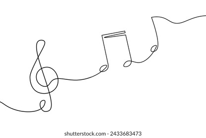 Single continuous line art music library like. Learning listen apps musical symbol note online. Design one stroke sketch outline drawing vector illustration art