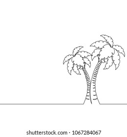 Single continuous line art palm tree single line drawing. Abstract Line art Vector illustration