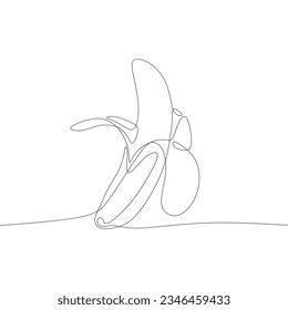 Single continuous line art of a peeled banana