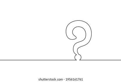 Single continuous line art question mark icon. Online ask test query concept silhouette symbol design. One sketch outline drawing vector illustration