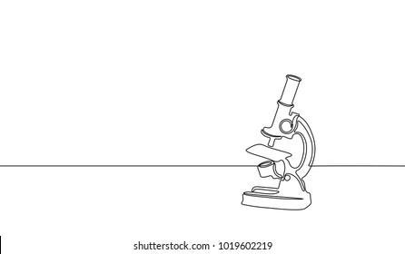 Single continuous line art science research microscope  Biology micro technology medicine business design one sketch outline drawing vector illustration art