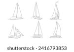 Single continuous line art sea boat icon. Yacht travel tourism concept silhouette symbol design. One sketch outline drawing vector illustration template