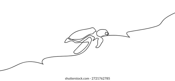 Una línea de arte única y continua: una tortuga marina. estilo de dibujo de Vector de arte de línea sobre un fondo transparente