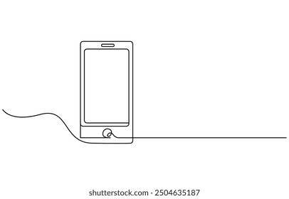 Smartphone de arte de línea continua única. Gadget de pantalla táctil de teléfono móvil Diseño de tecnología moderna Ilustración vectorial de dibujo de un boceto, Dibujo continuo de una línea de teléfono móvil