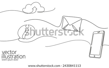 Single continuous line art smartphone. Mobile phone touch screen gadget modern technology neon blue glow design one sketch outline drawing vector illustration