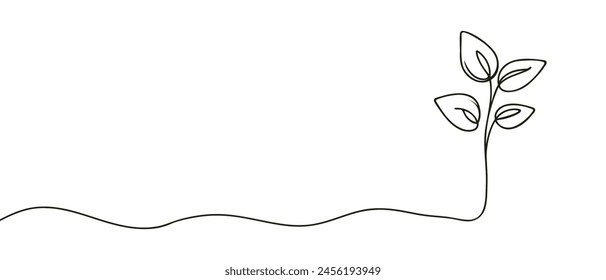 Single continuous line art sprout growth isolated on white background. Vector illustration