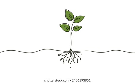 Single continuous line art sprout growth isolated on white background. Vector illustration