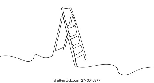Single continuous line art style folding ladder.