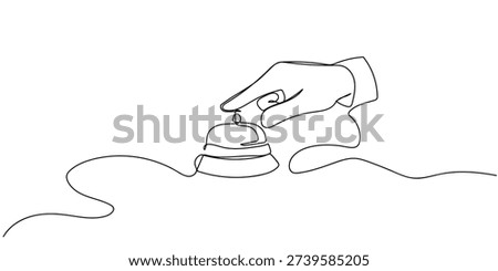 Single continuous line art style: Hand pressing a bell to order food. Line art Illustration 