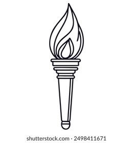 Single continuous line art torch flame fire silhouette. Sport ceremony winner champion victory concept design one sketch vector illustration