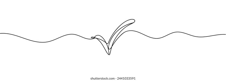 Single continuous line check icon silhouette. Approved test correct right element concept design. vector illustration.