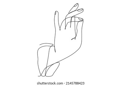 Single continuous line of close-up Buddha mudras hand gesture isolated on white background. Two hands opened together vector illustration.