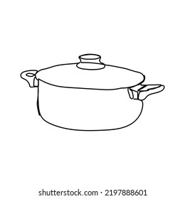 single continuous line cooking pot illustration vector design