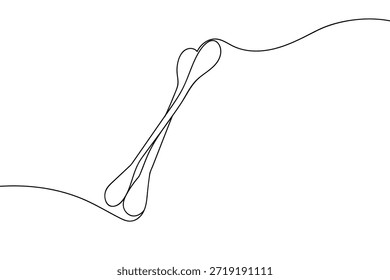 Eine einzige, durchgehende Linie von Wattestäbchen für die Wundversorgung. Einzeiliges Kunstdesign.