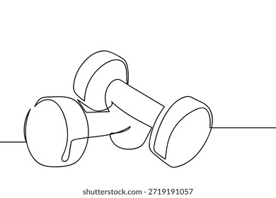 Uma única linha contínua representa um par de halteres. Design artístico de linha única.