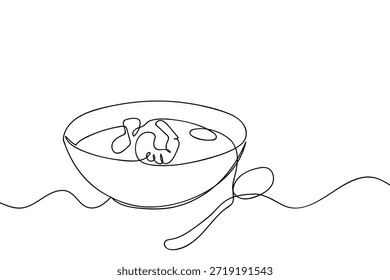Eine einzige, durchgehende Linie zeigt Tom Yum Goong (würzige Garnelensuppe). Einzeiliges Kunstdesign.
