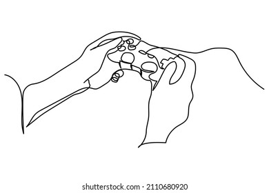 single continuous line design playing joystick