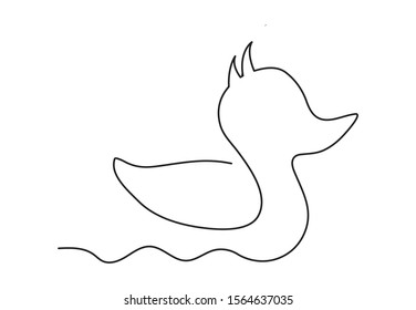 Single continuous line drawing of adorable white duck for company business logo identity. 