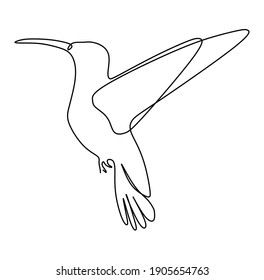 Single continuous line drawing of adorable hummingbird for company business logo identity. Tiny beauty bird mascot concept for conservation national park. One line vector draw design illustration