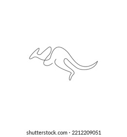 Single continuous line drawing of adorable jumping kangaroo for national zoo logo identity. Australian animal mascot concept for travel tourism campaign icon. One line draw design vector illustration