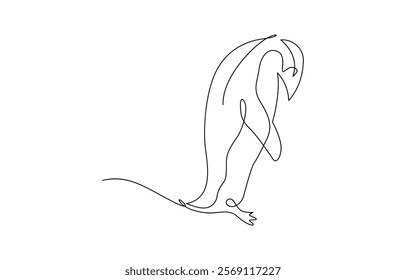 Single continuous line drawing of adorable penguin for company business logo identity. Penguin one line sketch. Hand drawn doodle vector illustration.