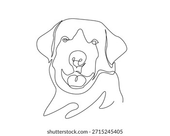 Single Continuous Line Zeichnung von bezaubernden goldenen Retriever Hund Kopf. Hundekopf einfache Illustration.