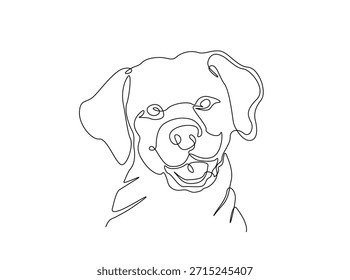 Línea continua simple Dibujo de la adorable cabeza de perro golden retriever. Cabeza de perro ilustración simple.