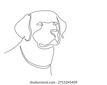Single Continuous Line Drawing of adorable retriever dog head. Dog head simple illustration.