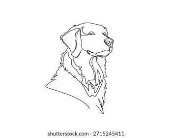 Single Continuous Line Zeichnung von bezaubernden goldenen Retriever Hund Kopf. Hundekopf einfache Illustration.