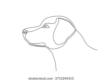 Single Continuous Line Drawing of adorable retriever dog head. Dog head simple illustration.