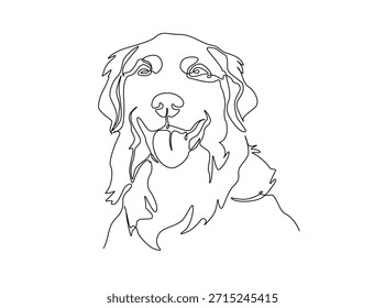 Single Continuous Line Zeichnung von bezaubernden goldenen Retriever Hund Kopf. Hundekopf einfache Illustration.