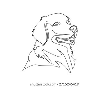 Single Continuous Line Zeichnung von bezaubernden goldenen Retriever Hund Kopf. Hundekopf einfache Illustration.