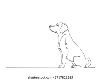 Desenho de linha contínua única de cão labrador recuperador adorável. Animais Domésticos. 