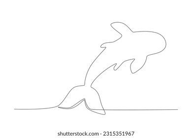 Single continuous line drawing of aggressive shark for nature adventure company logo identity. down angle Wildlife sea fish animal concept . One line draw design illustration