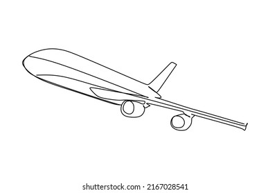 Single Continuous Line Drawing Airplane Flying Stock Vector (Royalty ...