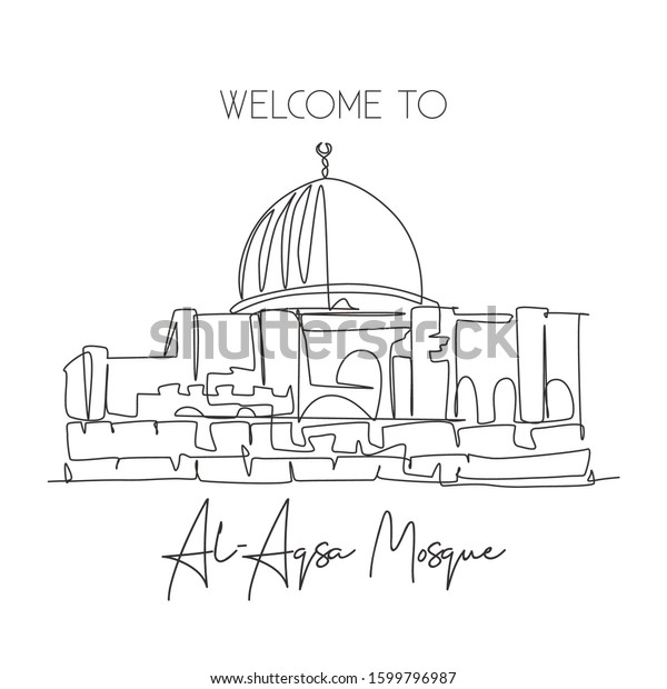Single Continuous Line Drawing Al Aqsa Stock Vector Royalty Free 1599796987