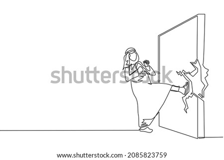 Similar – Image, Stock Photo Force man kicks brick wall
